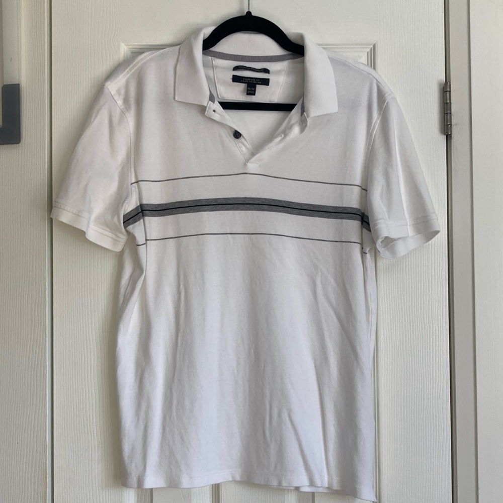 🎉2/$20🎉 Banana Republic White Polo Shirt with Sporty Stripe